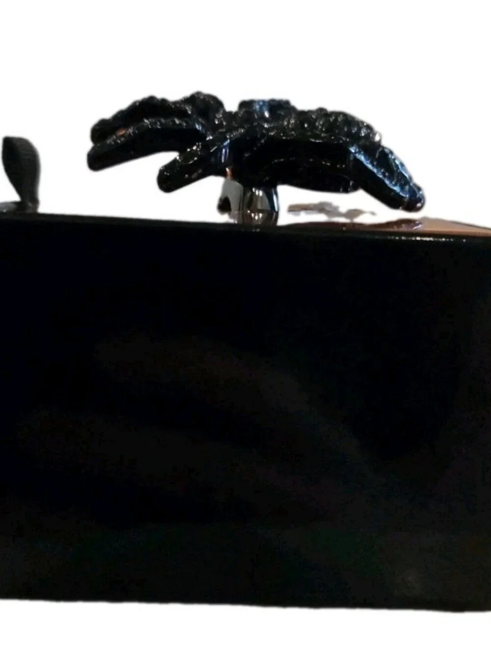 Betsey Johnson Black Crystal Encrusted Spider Cocktail Stretch Ring, NEW IN BOX